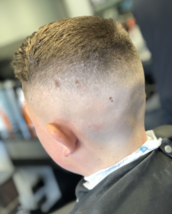 High skin fade 50s style top High skin fade sharp edge short crown slicked over on top 50s comb over