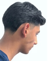 Taper fade Scissor cut with skin taper and natural flowing blow dry.